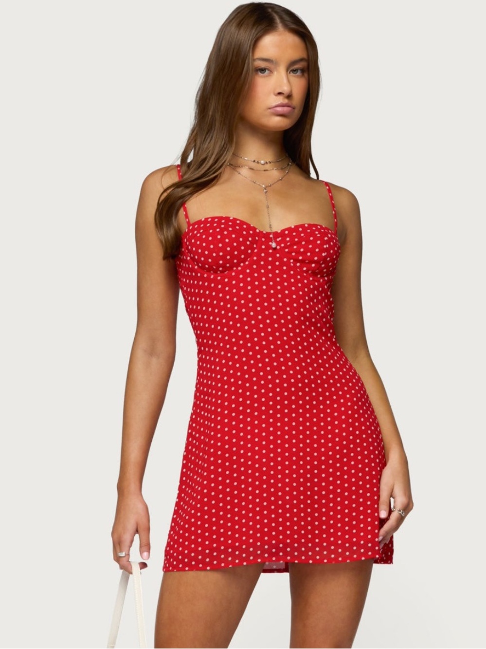 Edikted Red Polka Dot Mini Dress